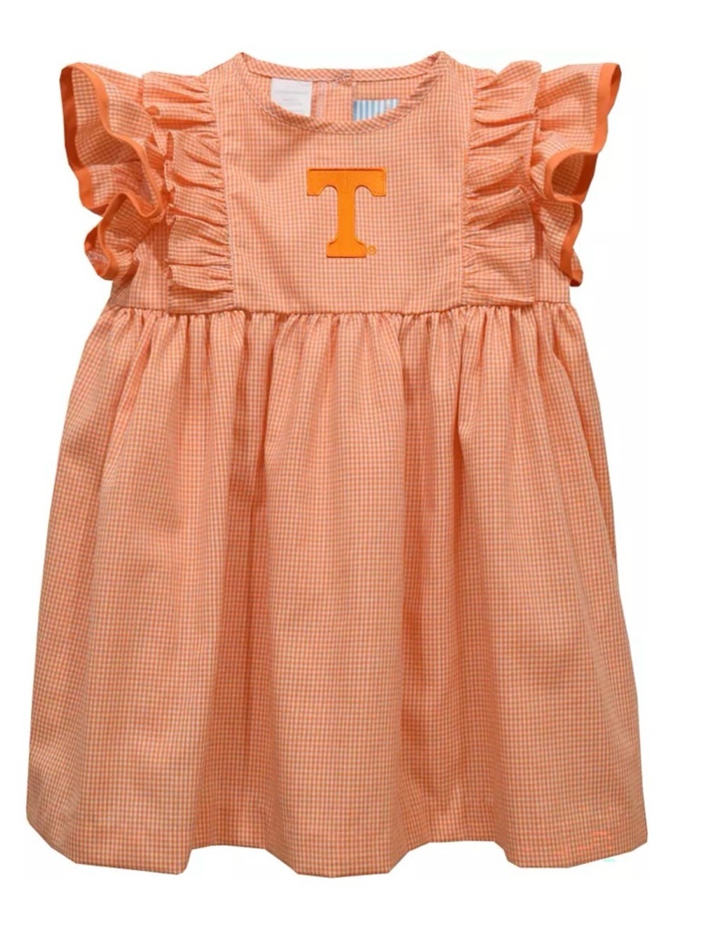 Vive La Fete Orange Ruffle Dress with Applique 'T' Vols Maggie dress